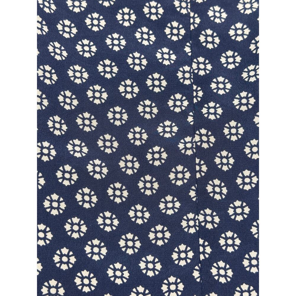 Madewell 100% Silk Navy Blue Printed Sleeveless Belted Tassel Tie Dress Size S - Picture 6 of 10